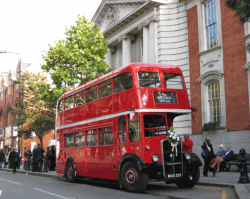 Bus with wedding flowers