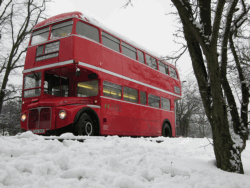Bus pictured in snow