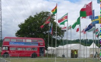 Beside multinational flags