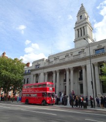 Refurbished bus and refurbished building - Old Marylebone Town Hall