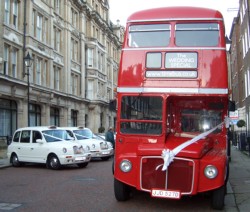 Routemaster in Ely Place with plain ribbons and bows