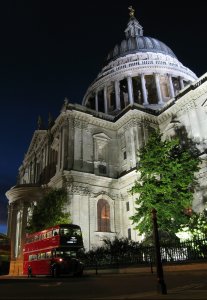 [Routemaster by night at St Pauls Cathedral]