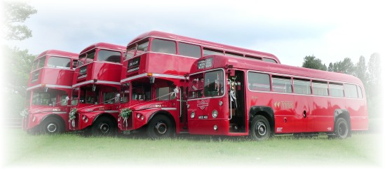 Quartet of buses on hire, Northamptonshire