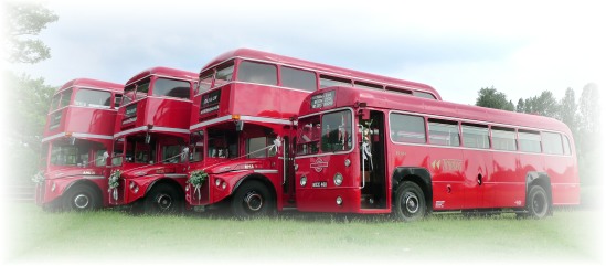 Four buses together near Northampton