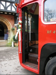 Entrance door with wedding flowers