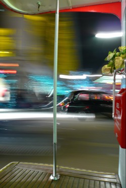 View from open platform featuring taxi